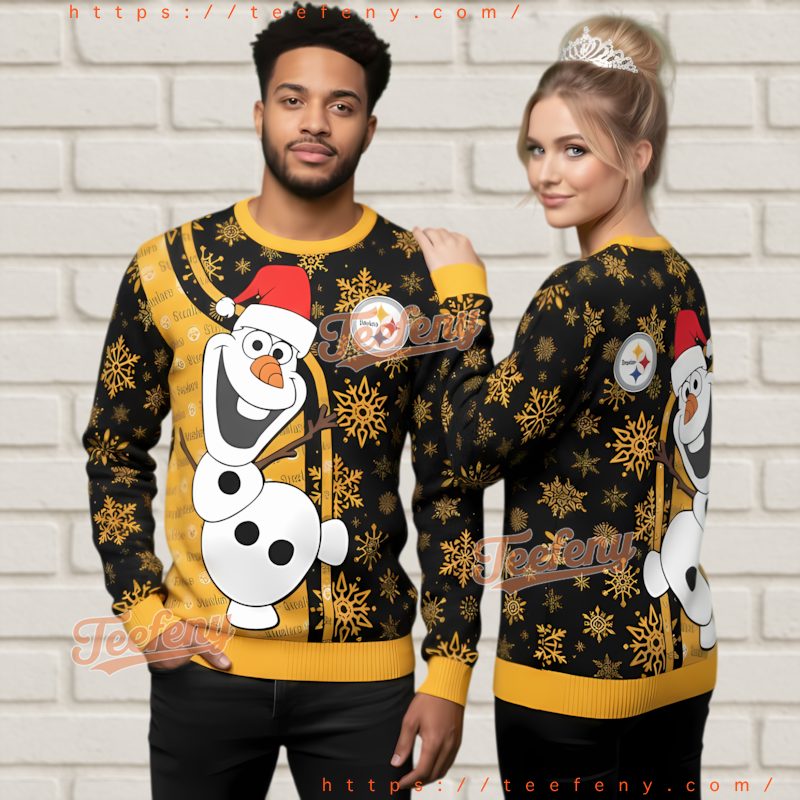 Pittsburgh Steelers Olaf Ugly Christmas Sweater Snowman Santa