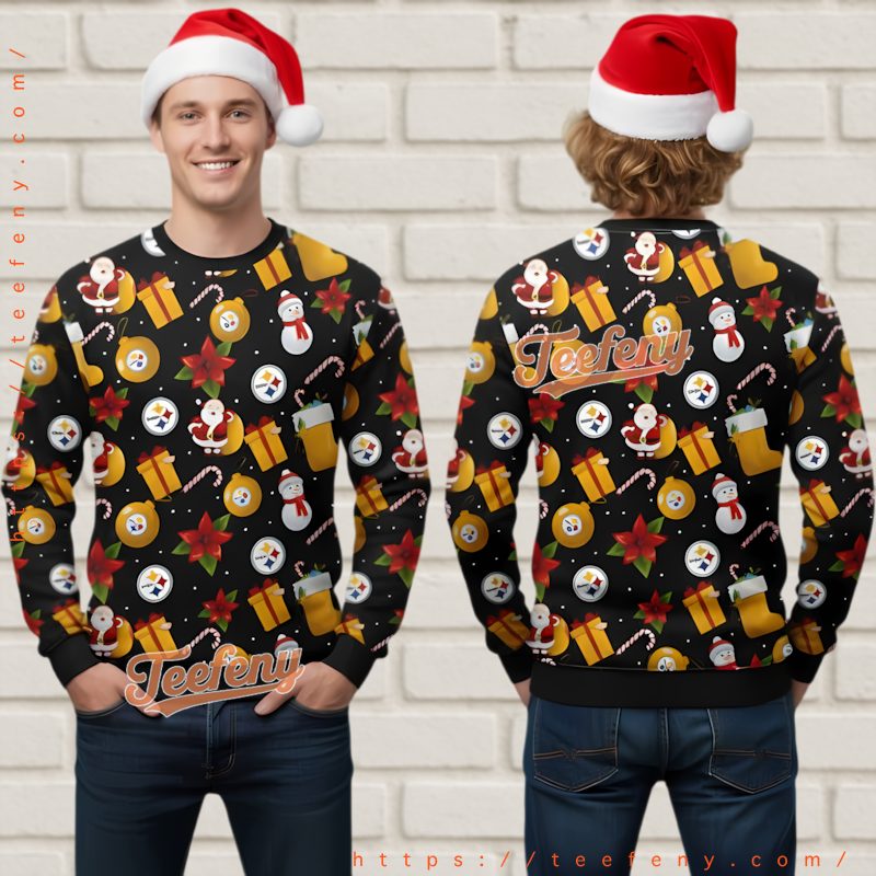 Pittsburgh Steelers Santa Snowman Logos Ugly Christmas Sweater