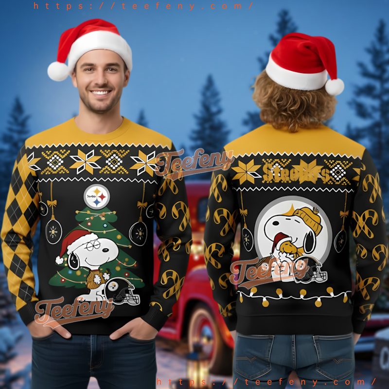 Pittsburgh Steelers Snoopy Christmas Tree Ugly Sweater Fan Gift