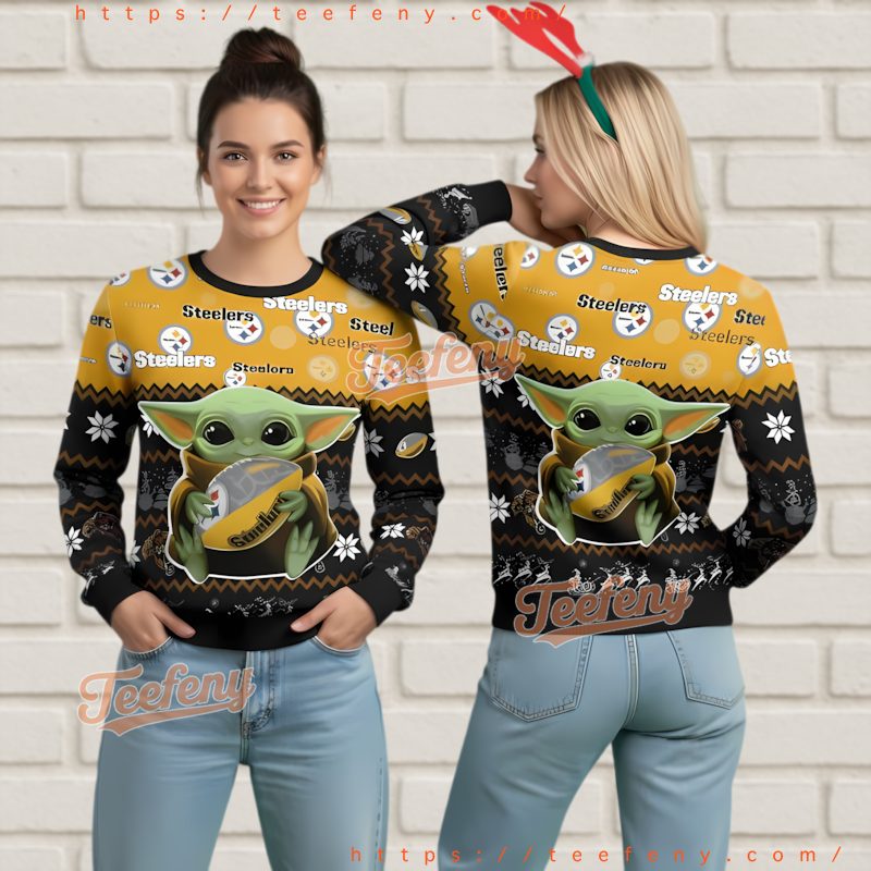 Pittsburgh Steelers Star Wars Grogu Ugly Christmas Sweater Full Print
