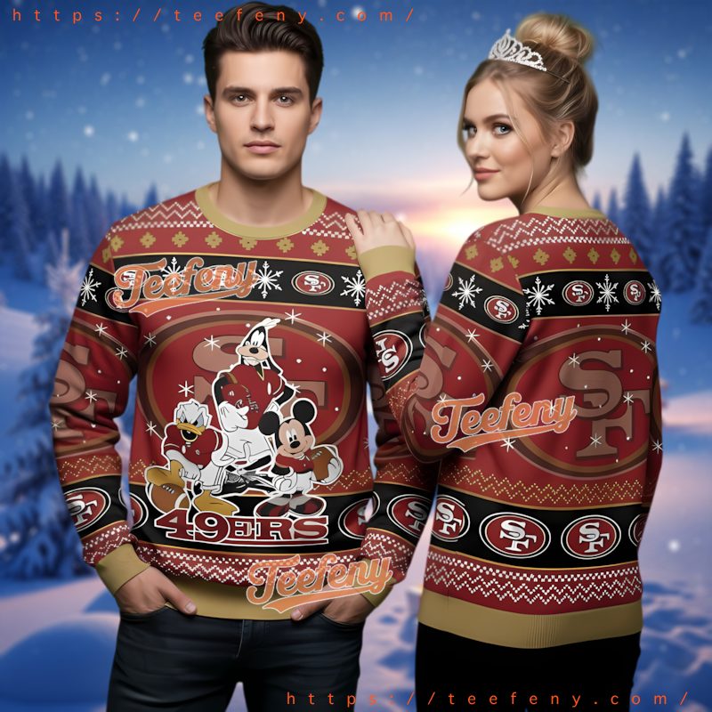 San Francisco 49Ers Christmas Mickey Donald Goofy Unisex 3D Ugly Hoodie