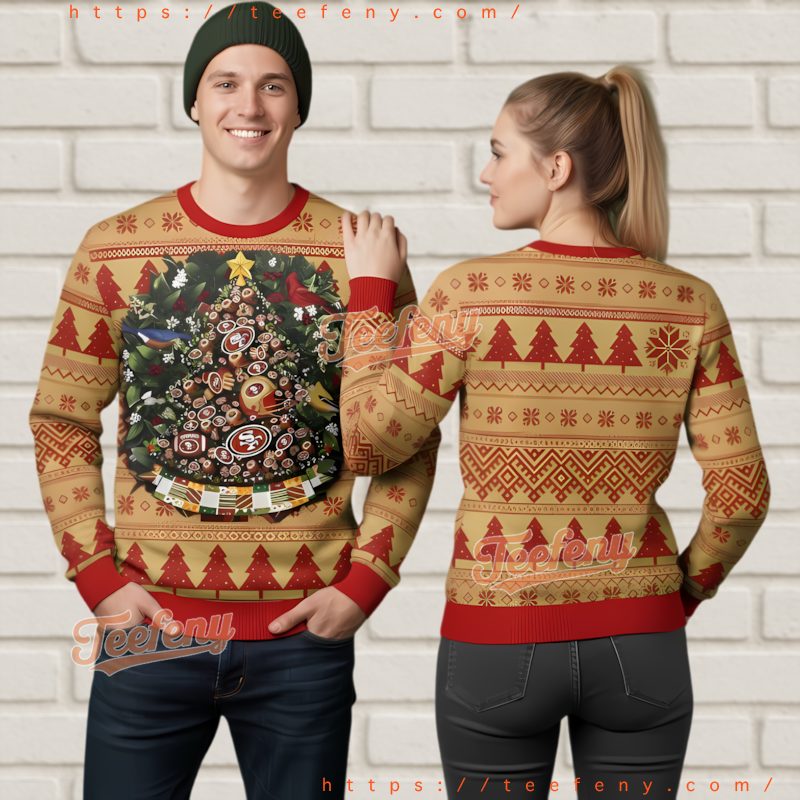 San Francisco 49Ers Christmas Tree Unisex Gold 3D Ugly Hoodie