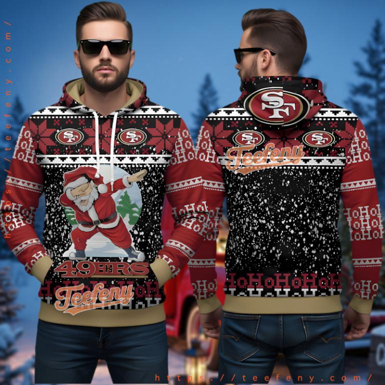 San Francisco 49Ers Dabbing Santa Red Ugly Christmas 3D Hoodie