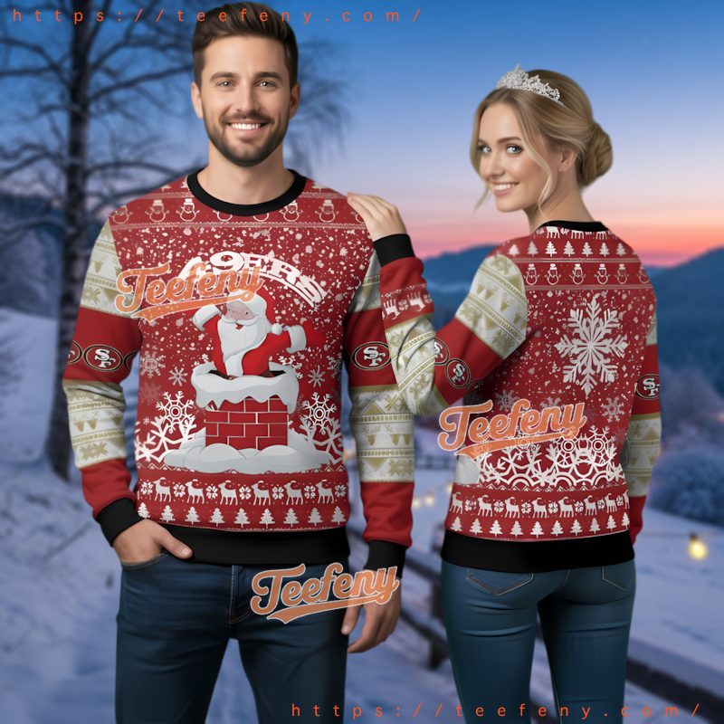 San Francisco 49Ers Funny Santa Chimney Ugly Christmas Sweater