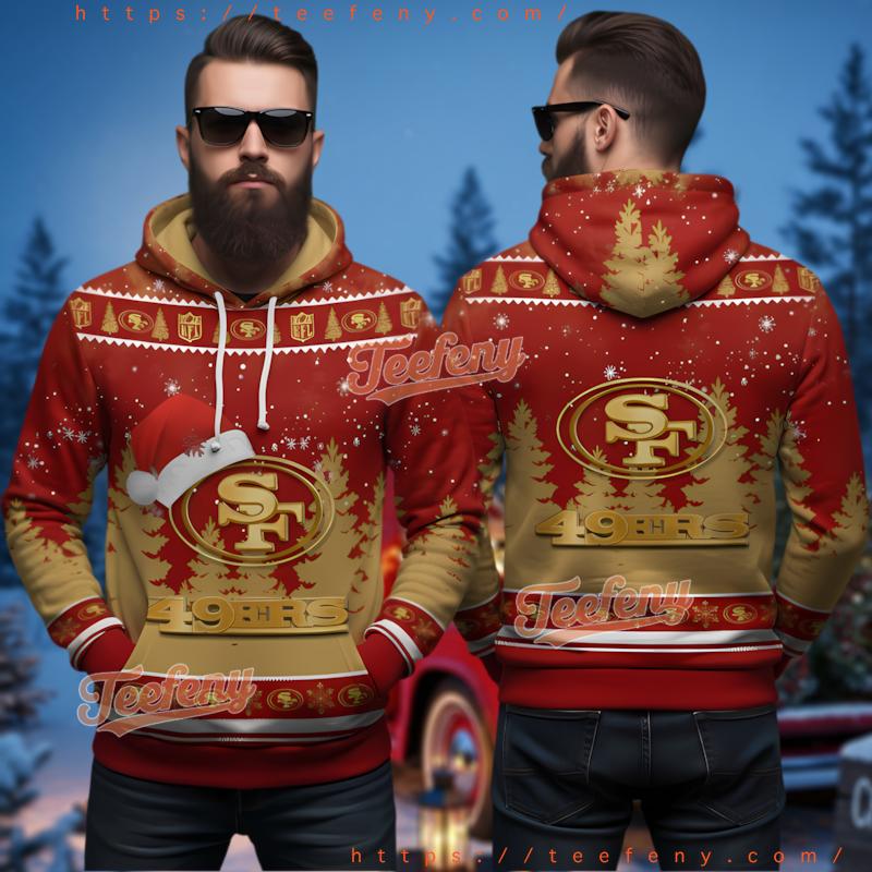 San Francisco 49Ers Gold Christmas Tree Ugly 3D Hoodie