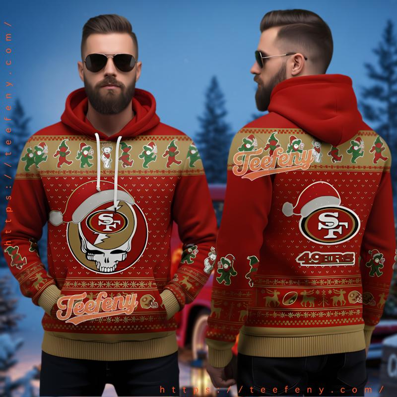 San Francisco 49Ers Grateful Dead Inspired Ugly Christmas 3D Hoodie