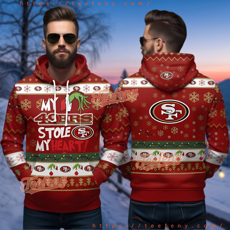 San Francisco 49Ers Grinch Stole My Heart Christmas Ugly 3D Hoodie