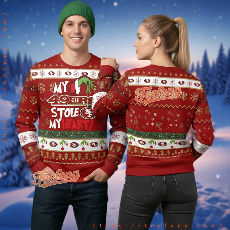 San Francisco 49Ers Grinch Stole My Heart Ugly Christmas Sweater