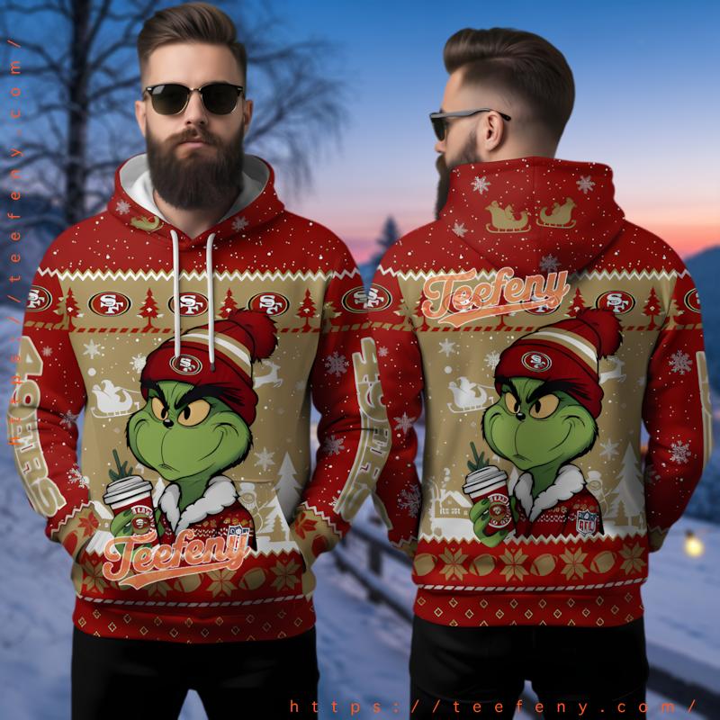 San Francisco 49Ers Grinchmas Coffee Lover Ugly 3D Hoodie