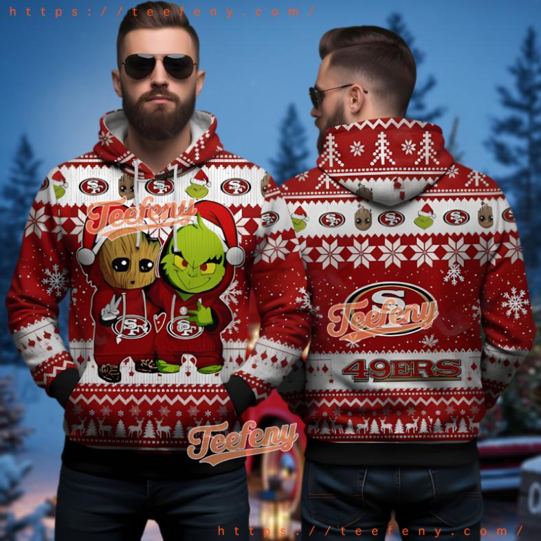San Francisco 49Ers Groot And Grinch Ugly Christmas 3D Hoodie Galaxy Grinchmas San Francisco 49Ers Groot And Grinch Ugly Christmas 3D Hoodie Galaxy Grinchmas