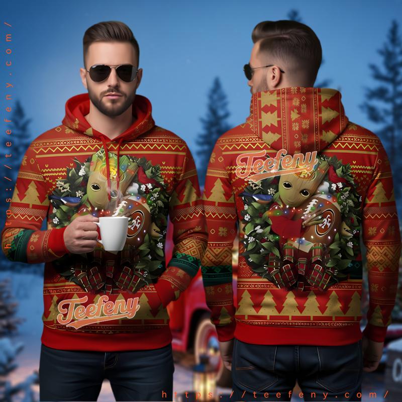 San Francisco 49Ers Guardians Of The Galaxy Groot Ugly Christmas 3D Hoodie San Francisco 49Ers Guardians Of The Galaxy Groot Ugly Christmas 3D Hoodie