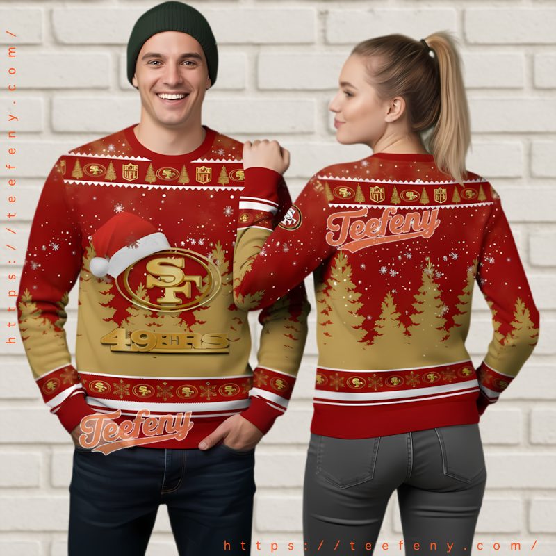 San Francisco 49Ers Logo Santa Hat Ugly Christmas Sweater