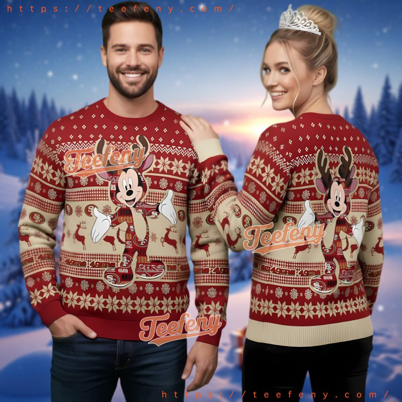 San Francisco 49Ers Mickey Mouse Reindeer Ugly Christmas Sweater