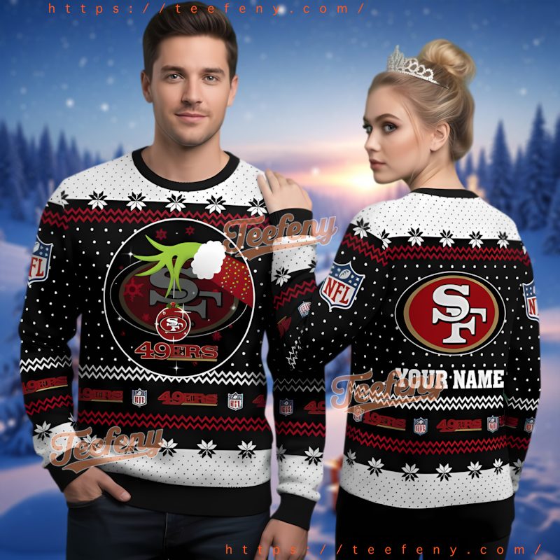 San Francisco 49Ers Personalized Grinch Stealing Logo Ugly Christmas Sweater