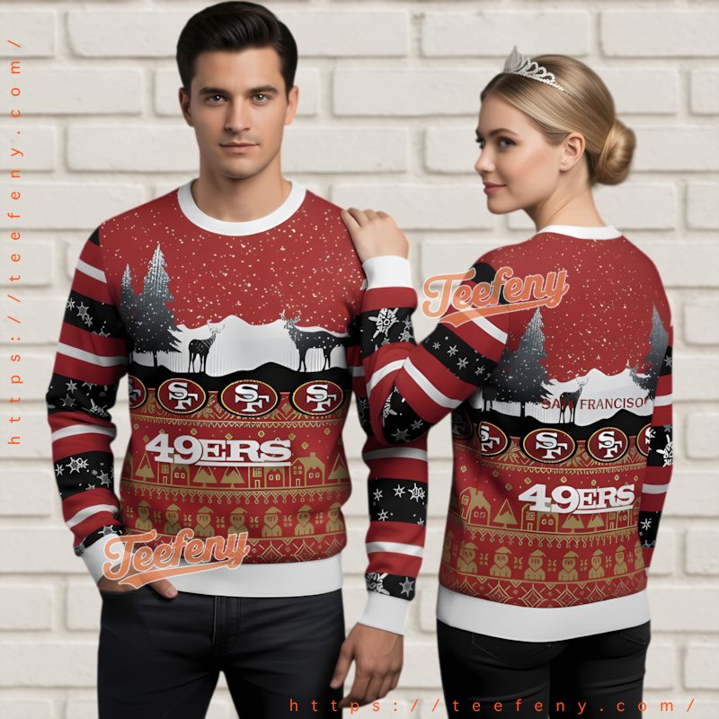 San Francisco 49Ers Reindeer Ugly Christmas Sweater Holiday Gift
