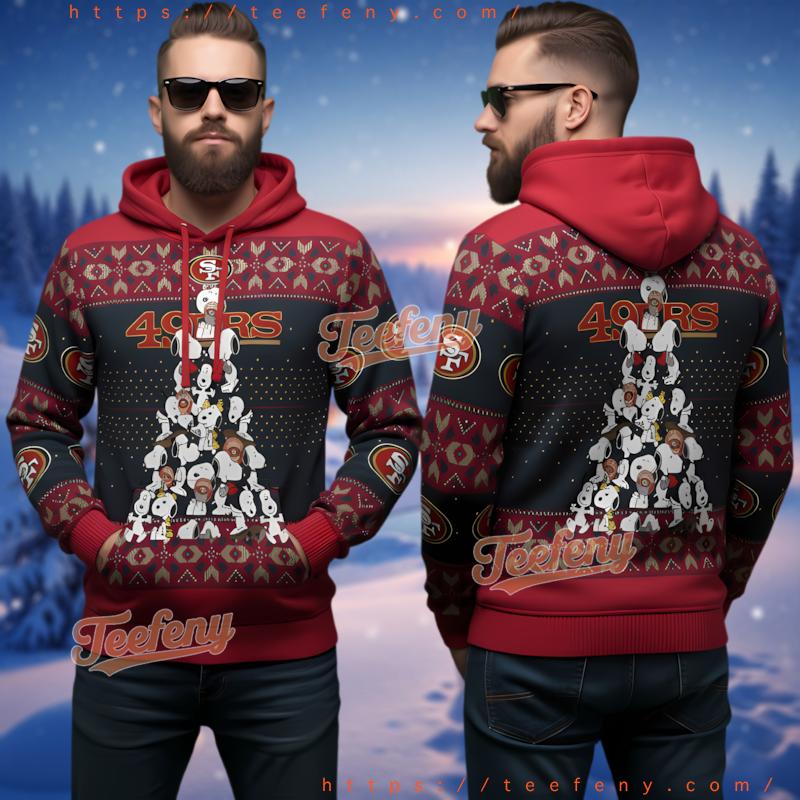 San Francisco 49Ers Snoopy Christmas Tree Ugly 3D Hoodie Fan Gear San Francisco 49Ers Snoopy Christmas Tree Ugly 3D Hoodie Fan Gear