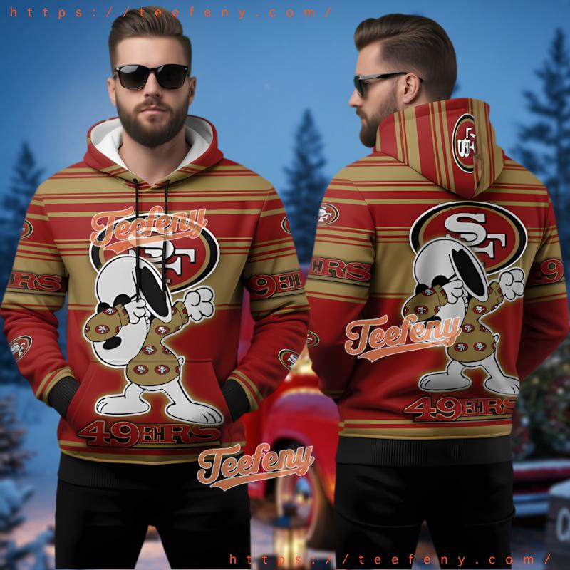 San Francisco 49Ers Snoopy Dabbing Mascot Christmas 3D Ugly Hoodie San Francisco 49Ers Snoopy Dabbing Mascot Christmas 3D Ugly Hoodie