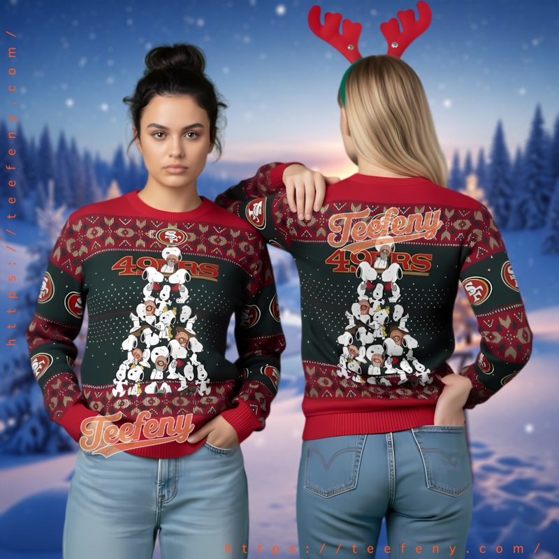 San Francisco 49Ers Snoopy Peanuts Christmas Tree Ugly Sweater