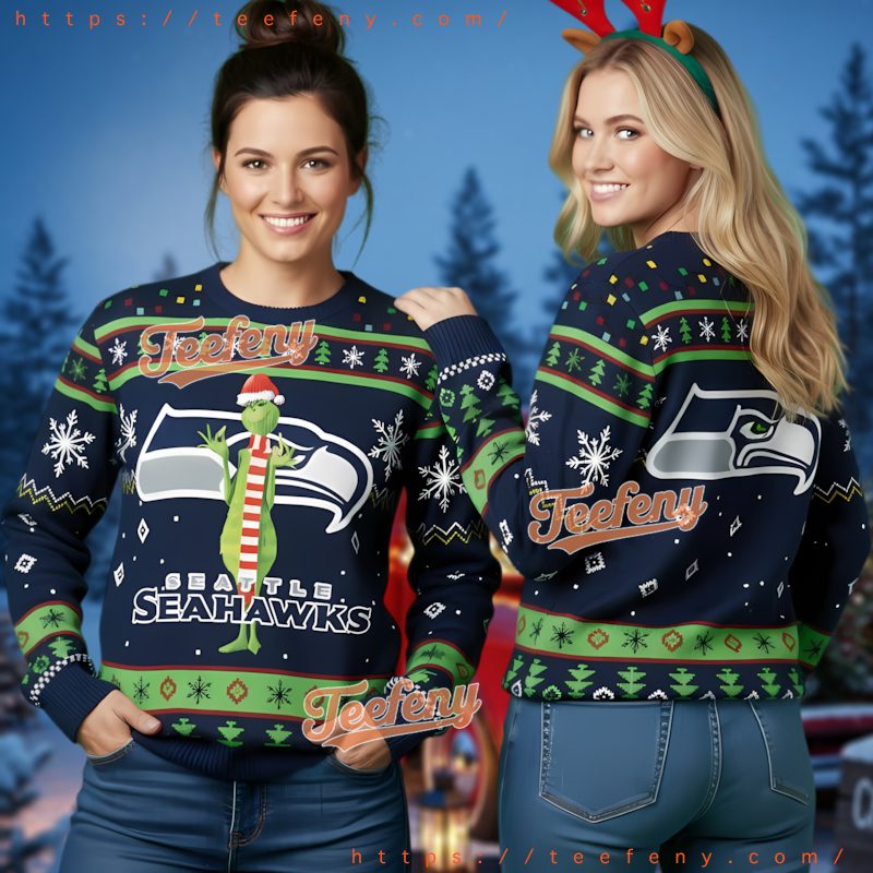 Seattle Seahawks Grinch Festive Ugly Christmas Sweater