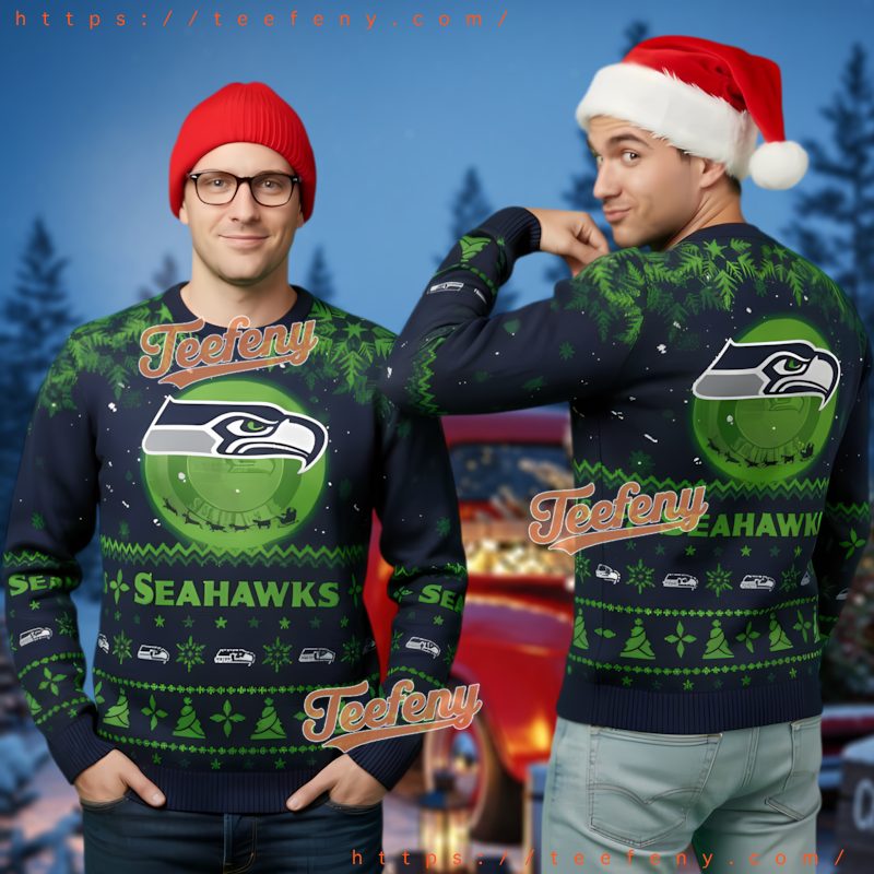 Seattle Seahawks Logo Christmas Reindeer Ugly Sweater Gift Idea
