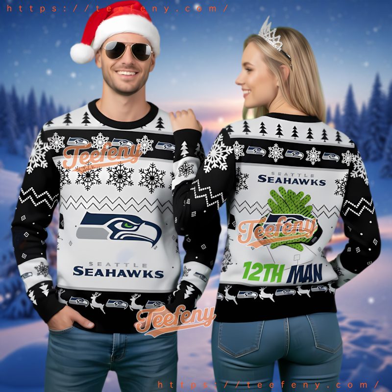 Seattle Seahawks Official Logo Ugly Christmas Sweater