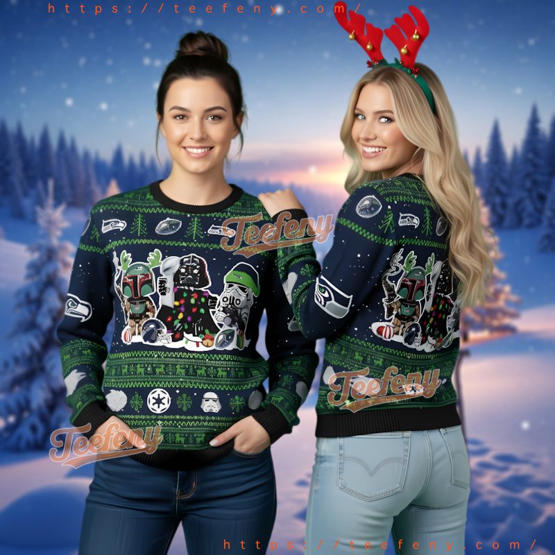 Seattle Seahawks Star Wars Characters Ugly Christmas Sweater