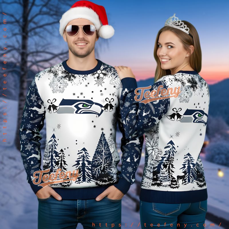 Seattle Seahawks Winter Forest Ugly Christmas Sweater
