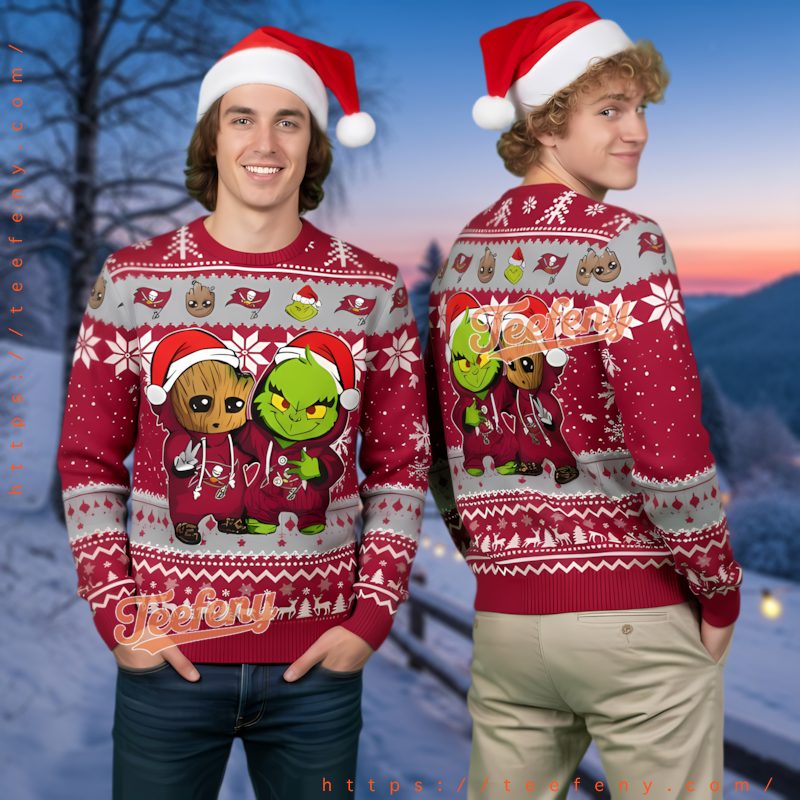 Tampa Bay Buccaneers Grinch Baby Groot Ugly Christmas Sweater
