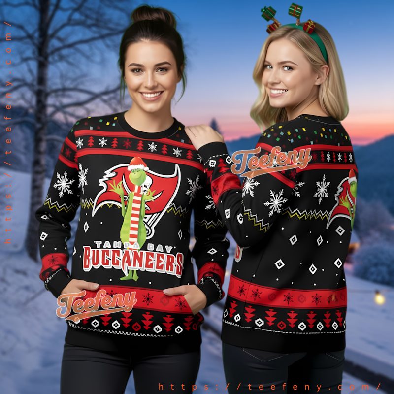Tampa Bay Buccaneers Grinch Santa Christmas Sweater Holiday