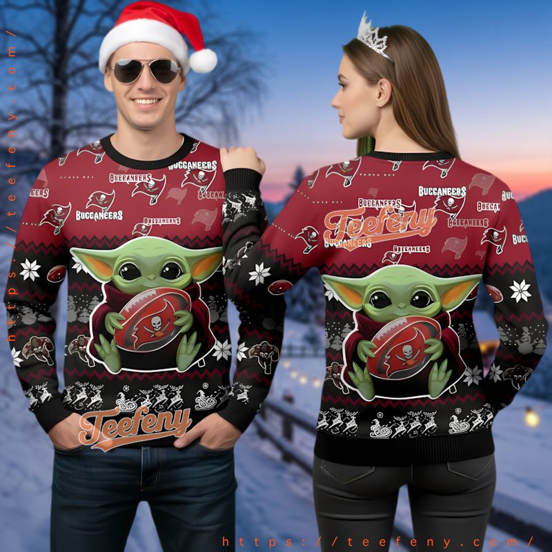 Tampa Bay Buccaneers Grogu Football Ugly Christmas Sweater