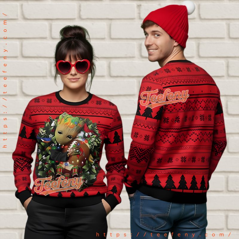 Tampa Bay Buccaneers Groot Hug Football Ugly Christmas Sweater