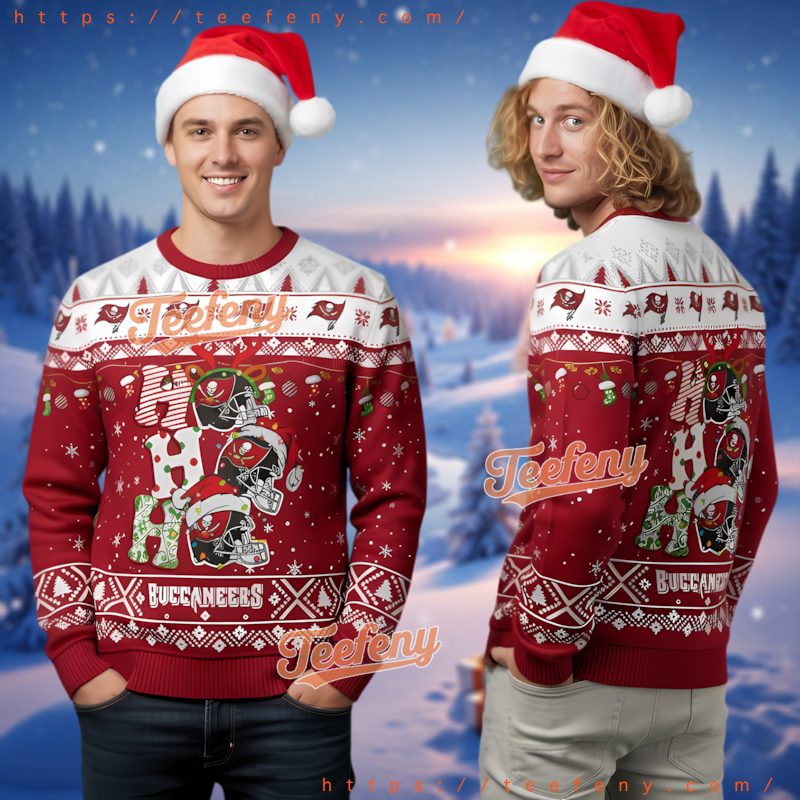 Tampa Bay Buccaneers Helmet Ho Ho Ho Ugly Christmas Sweater