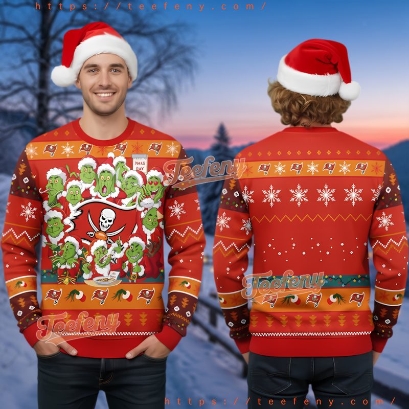 Tampa Bay Buccaneers Multiple Grinch Ugly Christmas Sweater