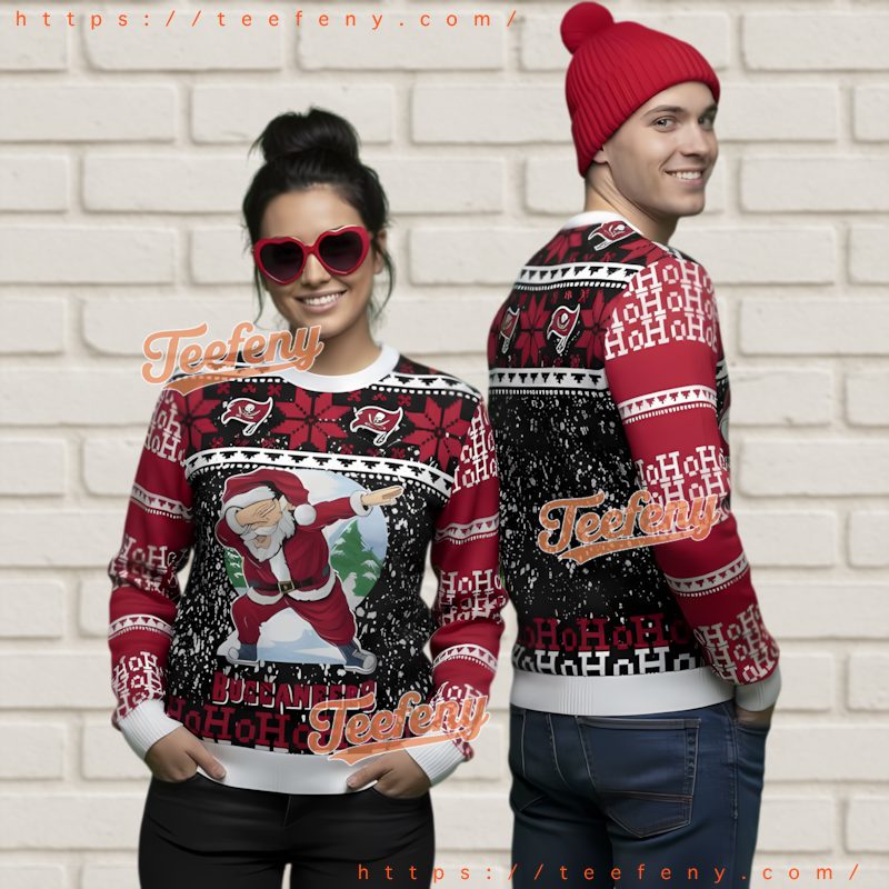 Tampa Bay Buccaneers Santa Hohoho Ugly Christmas Sweater Black