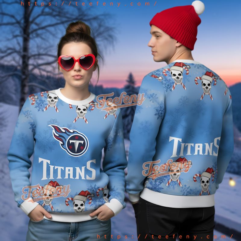 Tennessee Titans Goth Christmas Skull Theme Ugly Christmas Sweater