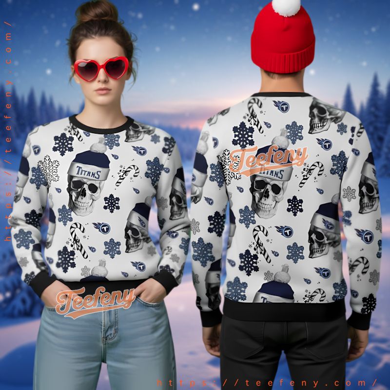 Tennessee Titans Gothic Skull Candy Cane Ugly Christmas Sweater