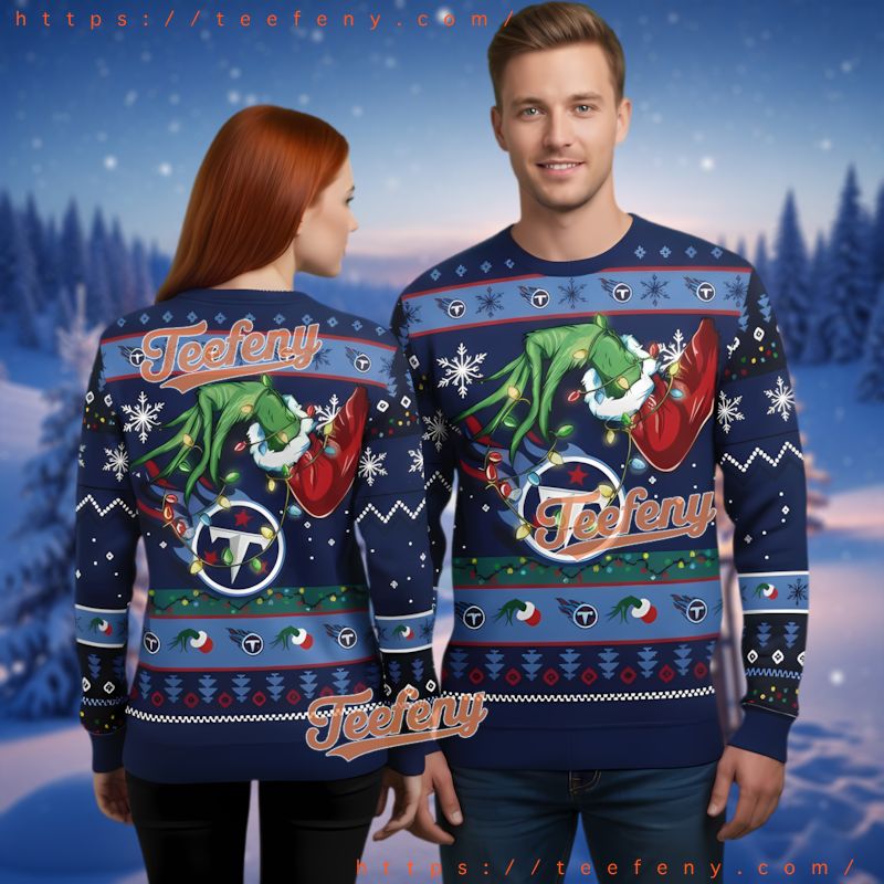 Tennessee Titans Merry Grinchmas Ugly Christmas Sweater 3D