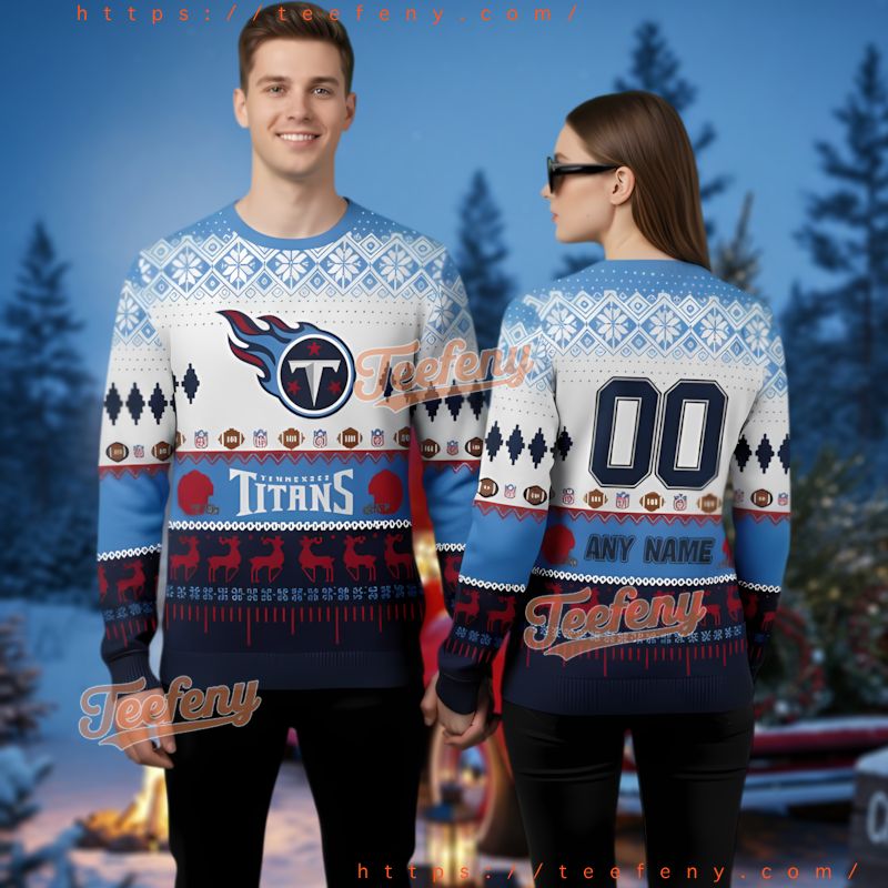 Tennessee Titans Personalized Logo Reindeer Ugly Christmas Sweater