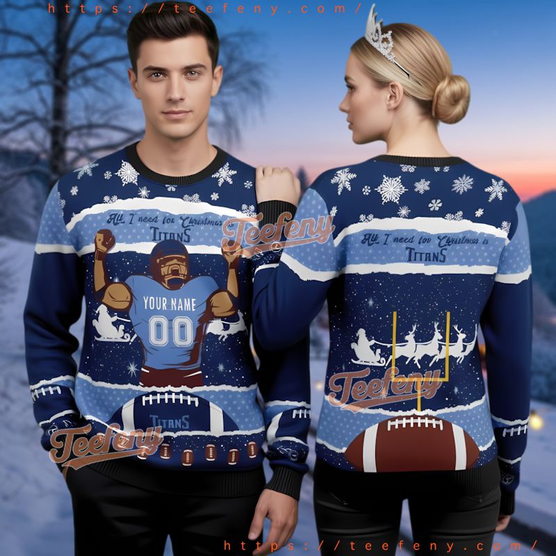 Tennessee Titans Personalized Ugly Christmas Sweater Blue Nfl Fan Gift