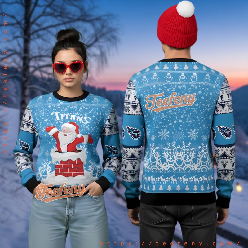 Tennessee Titans Santa Chimney Ugly Christmas Sweater Funny