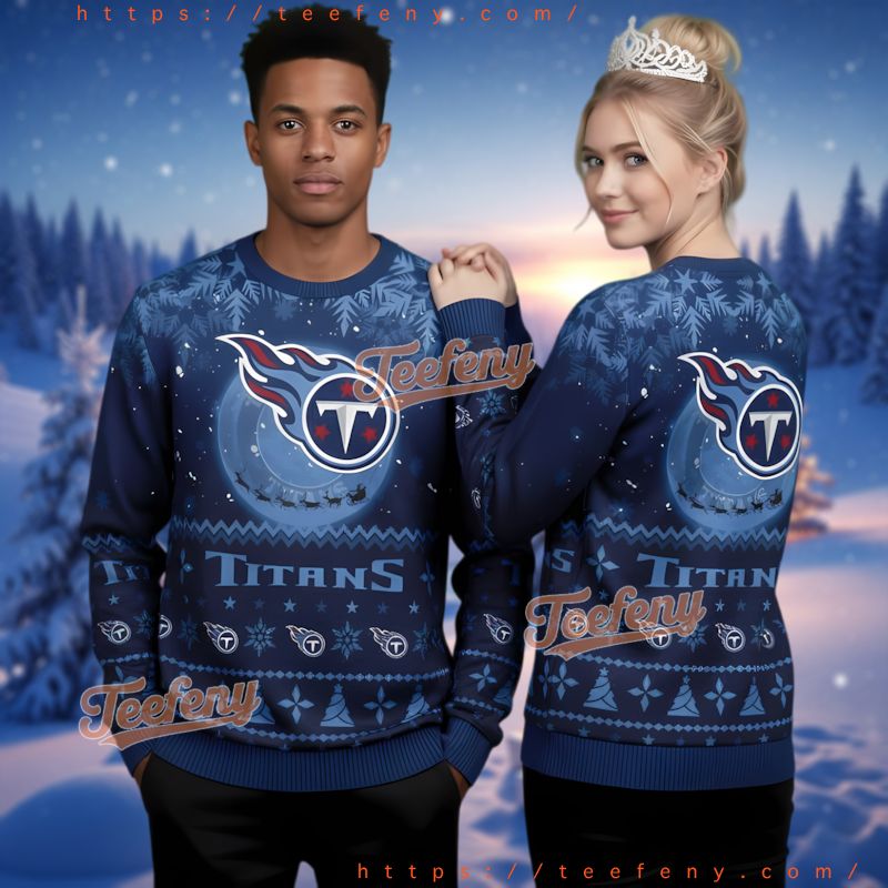 Tennessee Titans Santa Sleigh Ugly Christmas Sweater