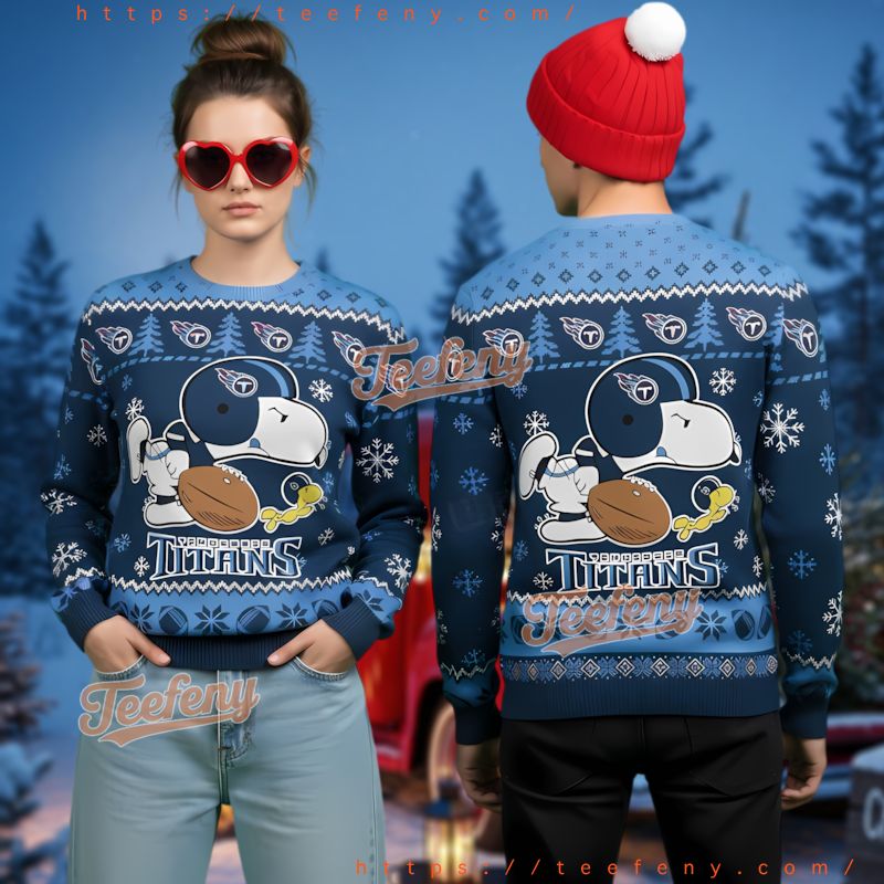 Tennessee Titans Snoopy Football Ugly Christmas Sweater