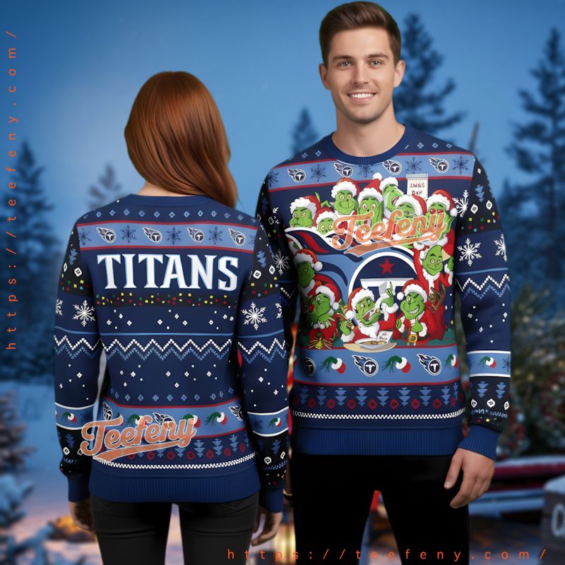 Tennessee Titans The Grinch Themed Ugly Christmas Sweater Fan Apparel