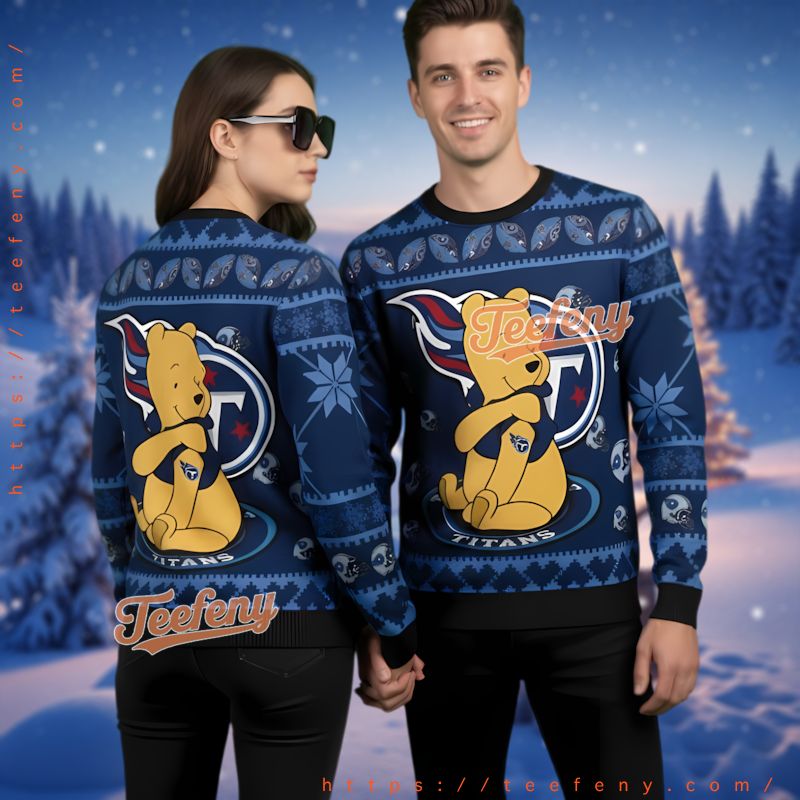 Tennessee Titans Winnie The Pooh Ugly Christmas Sweater Blue