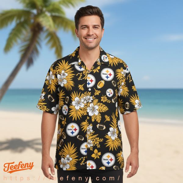 Steelers Black and Gold Hawaiian Shirt Steelers Black and Gold Hawaiian Shirt
