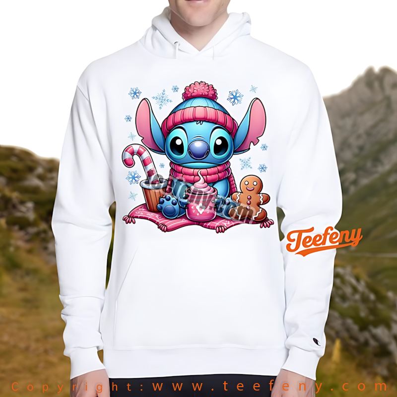 Cute Stitch Pink Winter Hot Cocoa And Gingerbread Hoodie Cute Stitch Pink Winter Hot Cocoa And Gingerbread Hoodie