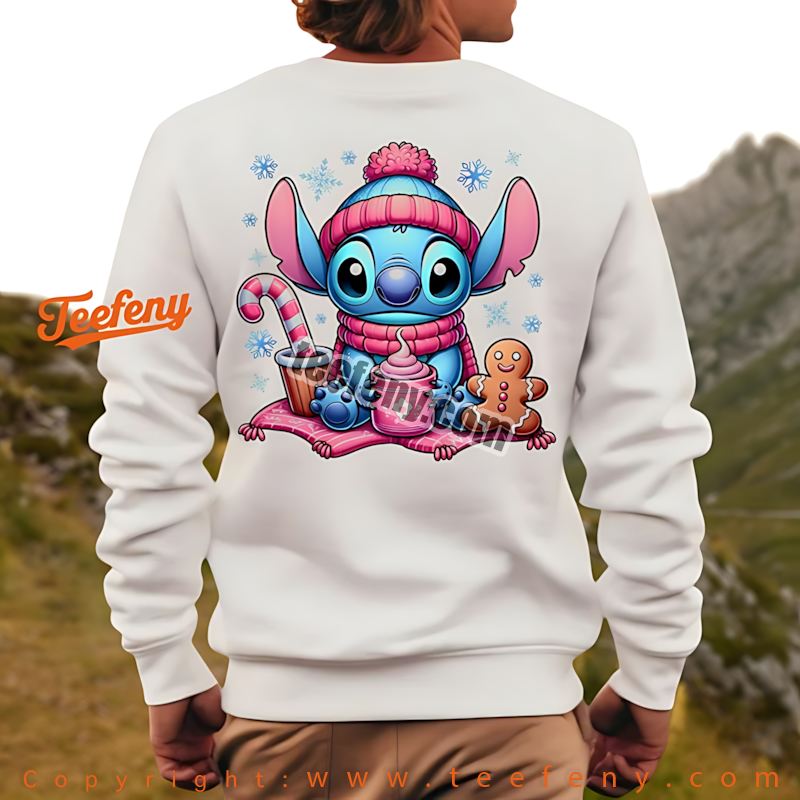 Cute Stitch Pink Winter Hot Cocoa And Gingerbread Long Sleeve Cute Stitch Pink Winter Hot Cocoa And Gingerbread Long Sleeve