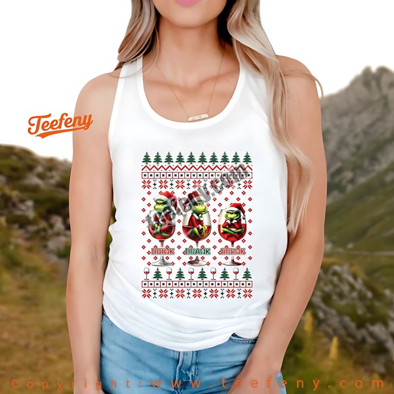 Drink Drank Drunk Grinch Wine Christmas Tanktop Drink Drank Drunk Grinch Wine Christmas Tanktop