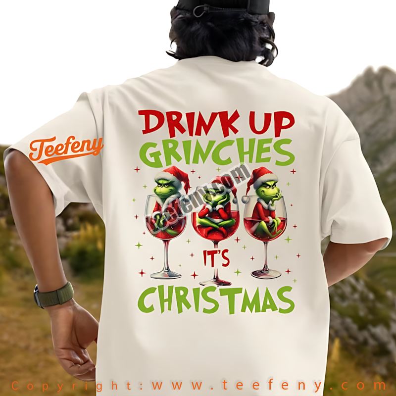 Drinking Santa Shirt Wonderful Time For A Beer Funny Christmas