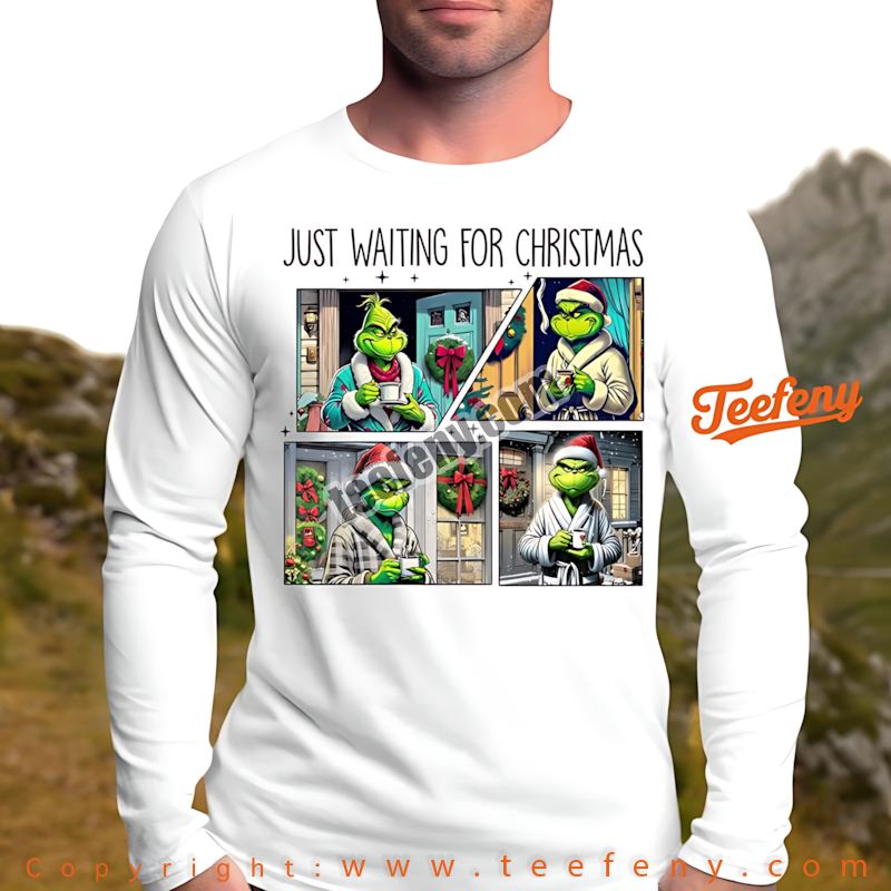 Grinch Christmas Long Sleeve Just Waiting For Christmas Robe Coffee Grinch Christmas Long Sleeve Just Waiting For Christmas Robe Coffee